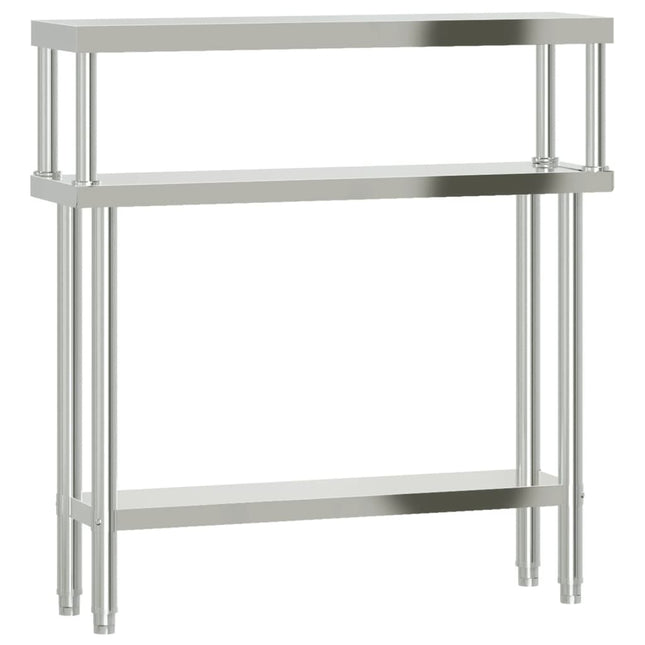 Tavolo Lavoro Cucina con Ripiano 110x30x120 cm Acciaio Inox