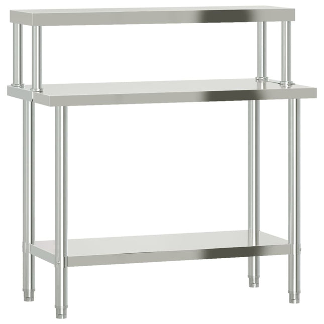 Tavolo Lavoro Cucina con Ripiano 110x55x120 cm Acciaio Inox