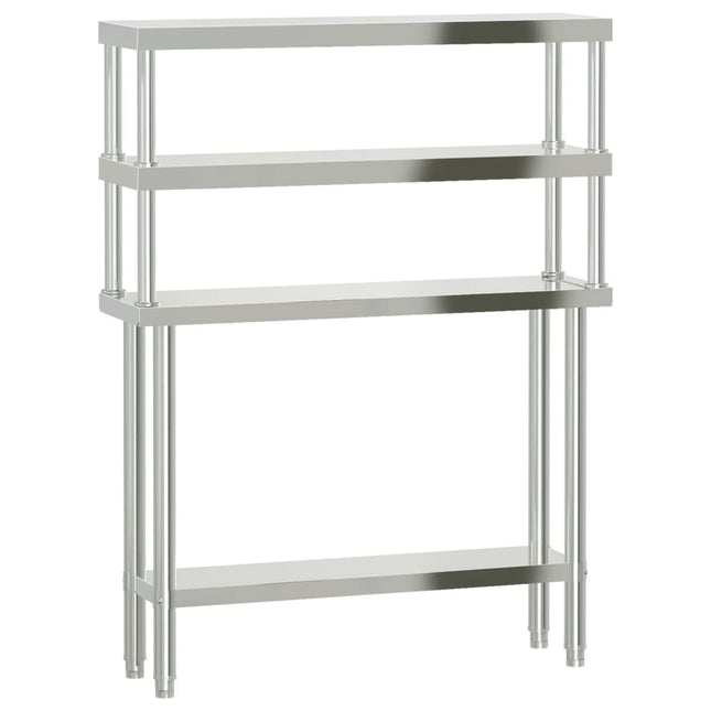 Tavolo Lavoro Cucina con Ripiano 110x30x150 cm Acciaio Inox