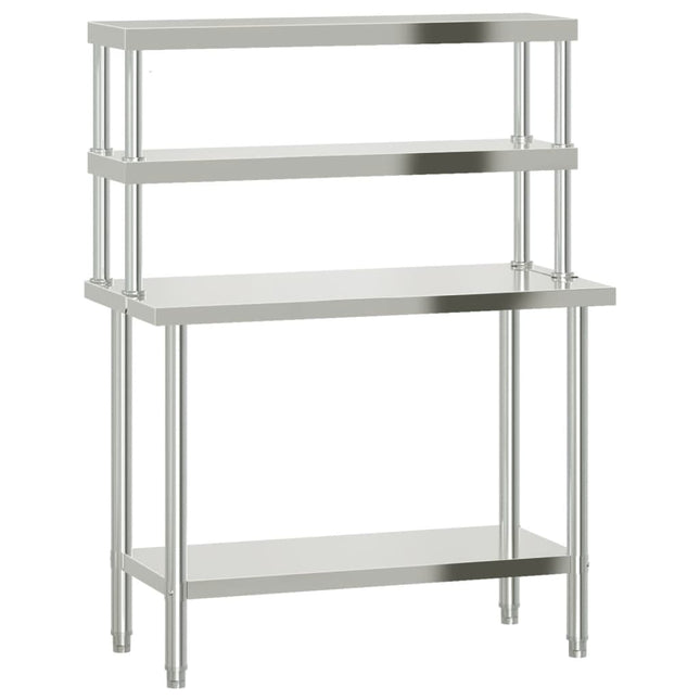 Tavolo Lavoro Cucina con Ripiano 110x55x150 cm Acciaio Inox