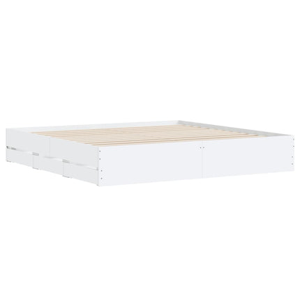 Giroletto con Cassetti Bianco 160x200 cm in Legno Multistrato