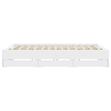 Giroletto con Cassetti Bianco 160x200 cm in Legno Multistrato