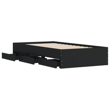 Giroletto con Cassetti Nero 100x200 cm in Legno Multistrato