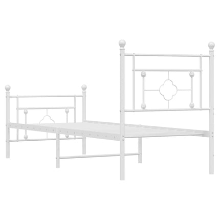 Giroletto con Testiera e Pediera Metallo Bianco 75x190 cm