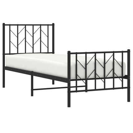Giroletto con Testiera e Pediera Metallo Nero 75x190 cm