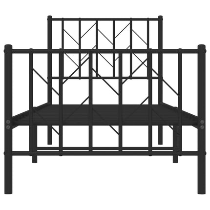Giroletto con Testiera e Pediera Metallo Nero 75x190 cm