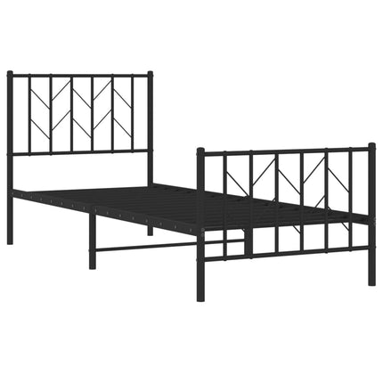 Giroletto con Testiera e Pediera Metallo Nero 80x200 cm