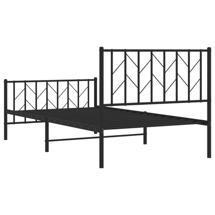 Giroletto con Testiera e Pediera Metallo Nero 100x190 cm