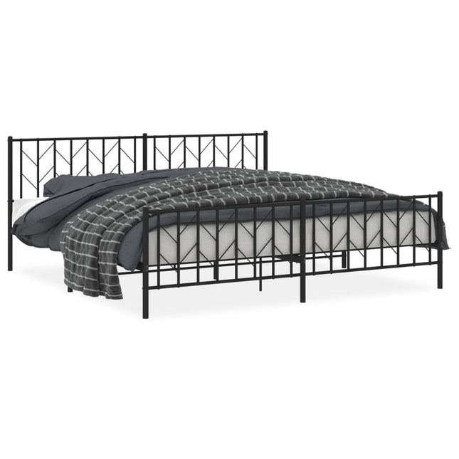 Giroletto con Testiera e Pediera Metallo Nero 200x200 cm