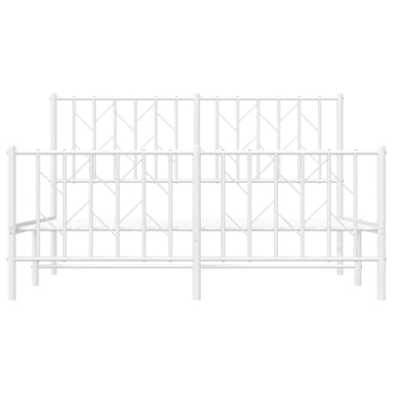 Giroletto con Testiera e Pediera Metallo Bianco 140x200 cm