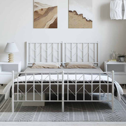 Giroletto con Testiera e Pediera Metallo Bianco 193x203 cm
