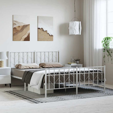 Giroletto con Testiera e Pediera Metallo Bianco 193x203 cm