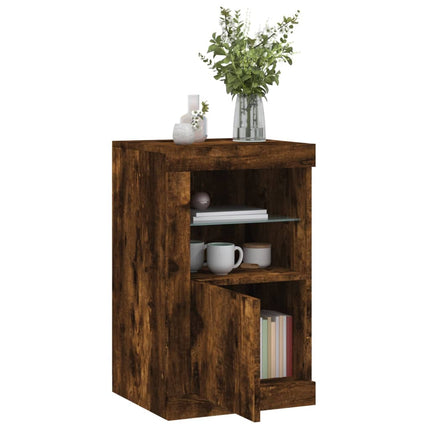 Armadietti con Luci LED 2pz Rovere Fumo in Legno Multistrato