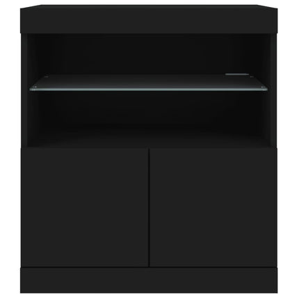Credenza con Luci LED Nera 60x37x67 cm