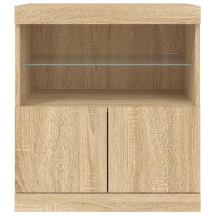 Credenza con Luci LED Rovere Sonoma 60x37x67 cm