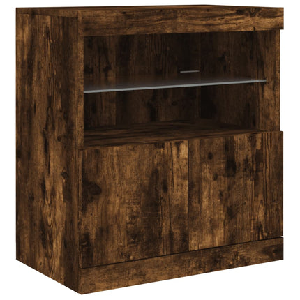 Credenza con Luci LED Rovere Fumo 60x37x67 cm
