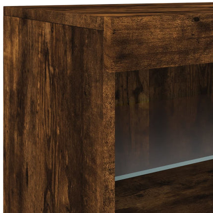 Credenza con Luci LED Rovere Fumo 60x37x67 cm