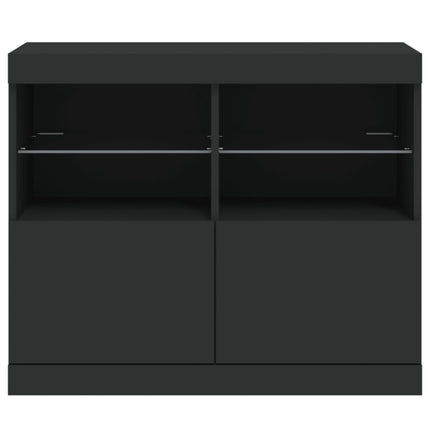 Credenza con Luci LED Nera 81x37x67 cm