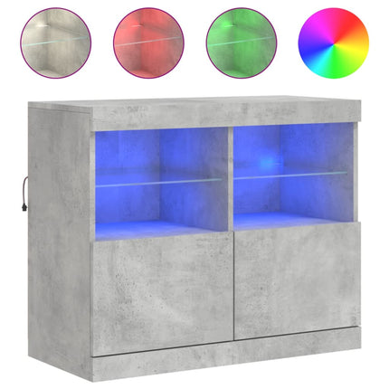 Credenza con Luci LED Grigio Cemento 81x37x67 cm