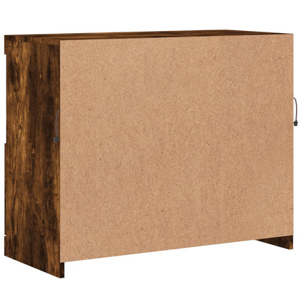 Credenza con Luci LED Rovere Fumo 81x37x67 cm