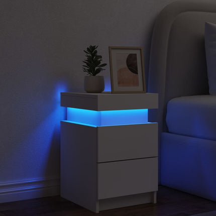 Comodino con Luci LED Bianco 35x39x55 cm