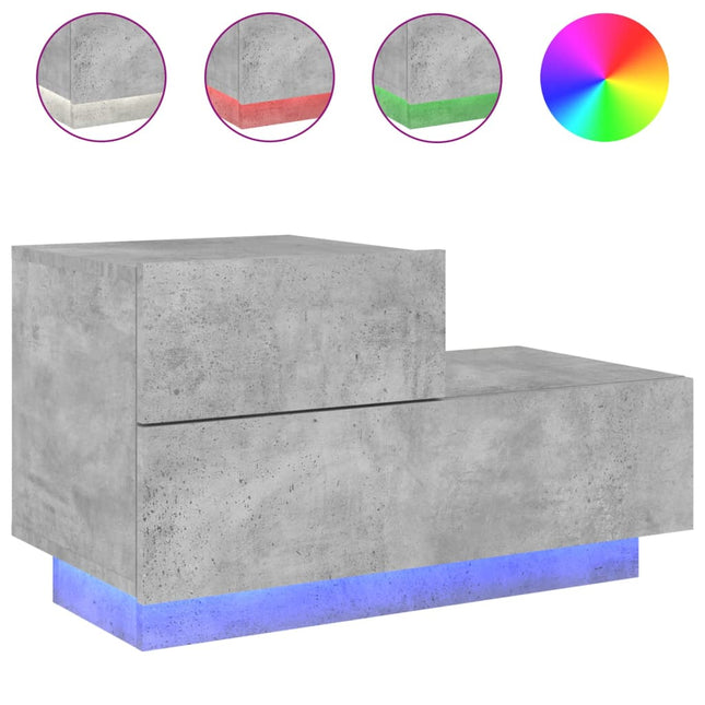 Comodino con Luci LED Grigio Cemento 70x36x40,5 cm