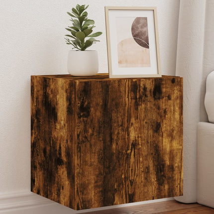 Mobile TV a Parete con Luci LED Rovere Fumo 40,5x35x40 cm