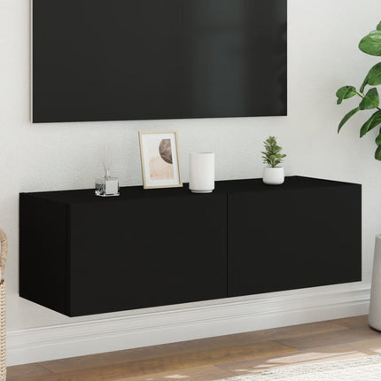 Mobile TV a Parete con Luci LED Nero 100x35x31 cm