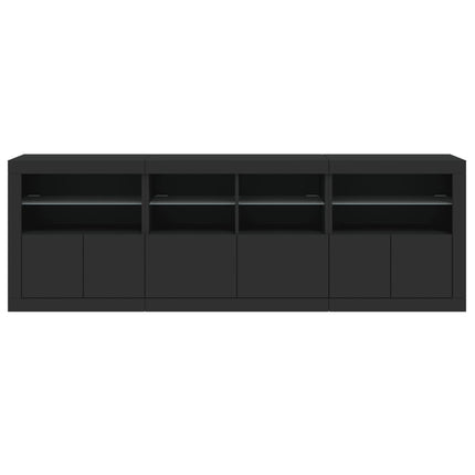 Credenza con Luci LED Nera 202x37x67 cm