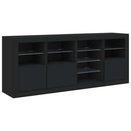 Credenza con Luci LED Nera 164x37x67 cm