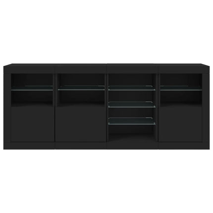 Credenza con Luci LED Nera 164x37x67 cm