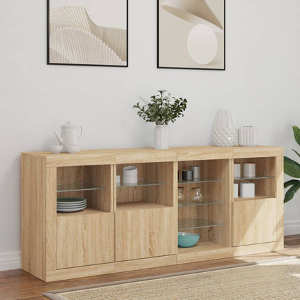 Credenza con Luci LED Rovere Sonoma 164x37x67 cm