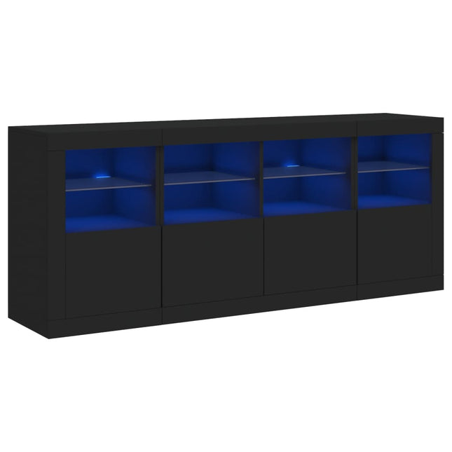 Credenza con Luci LED Nera 163x37x67 cm