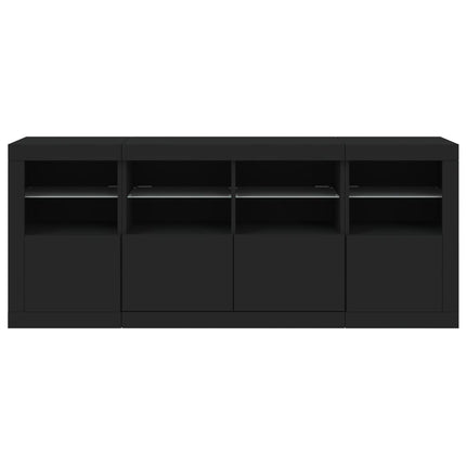 Credenza con Luci LED Nera 163x37x67 cm
