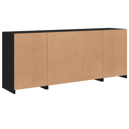 Credenza con Luci LED Nera 163x37x67 cm