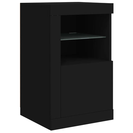 Credenza con Luci LED Nera 163x37x67 cm