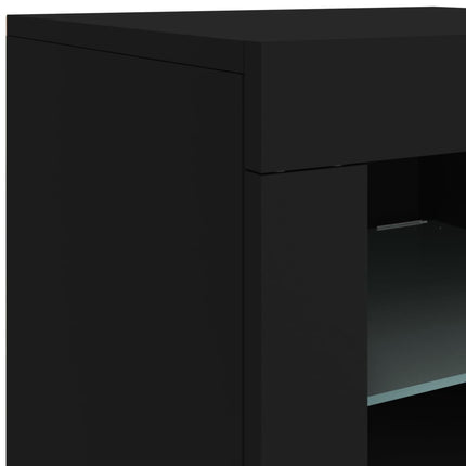 Credenza con Luci LED Nera 163x37x67 cm