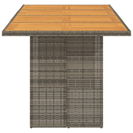 Tavolo Giardino Piano Legno Acacia Grigio 190x80x74 Polyrattan
