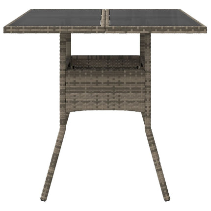 Tavolo da Giardino Piano in Vetro Grigio 80x80x75 cm Polyrattan