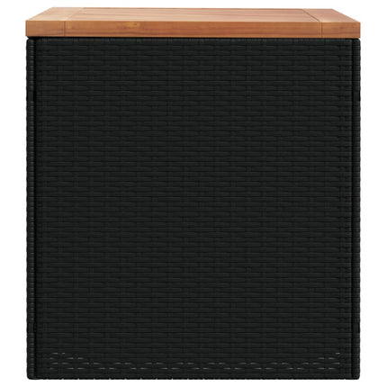 Contenitore Giardino Nero 110x50x54cm Polyrattan e Legno Acacia
