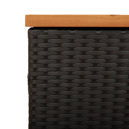 Contenitore Giardino Nero 110x50x54cm Polyrattan e Legno Acacia