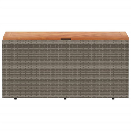 Contenitore Giardino Grigio 110x50x54cm Polyrattan Legno Acacia
