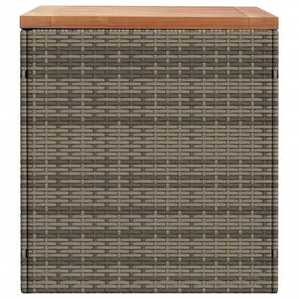 Contenitore Giardino Grigio 110x50x54cm Polyrattan Legno Acacia