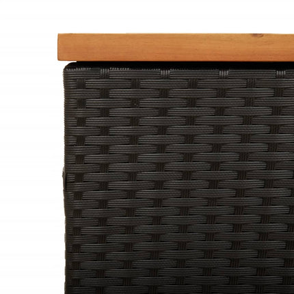 Contenitore Giardino Nero 220x50x54cm Polyrattan e Legno Acacia