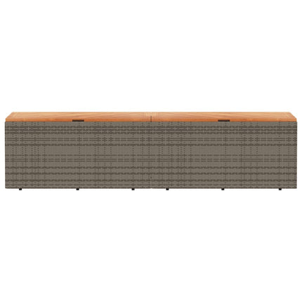 Contenitore Giardino Grigio 220x50x54cm Polyrattan Legno Acacia