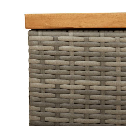 Contenitore Giardino Grigio 220x50x54cm Polyrattan Legno Acacia