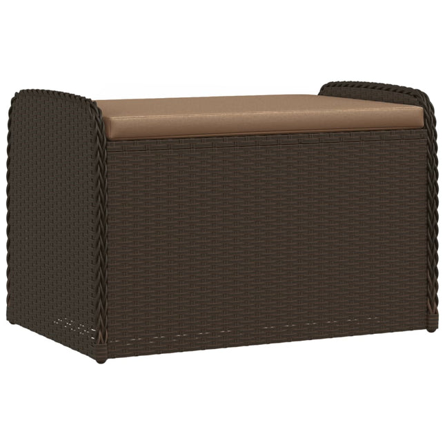 Cassapanca con Cuscino Marrone 80x51x52 cm in Polyrattan
