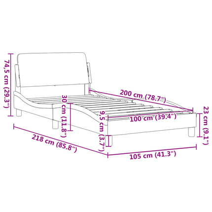 Giroletto con Testiera senza Materasso Blu 100x200 cm Tessuto