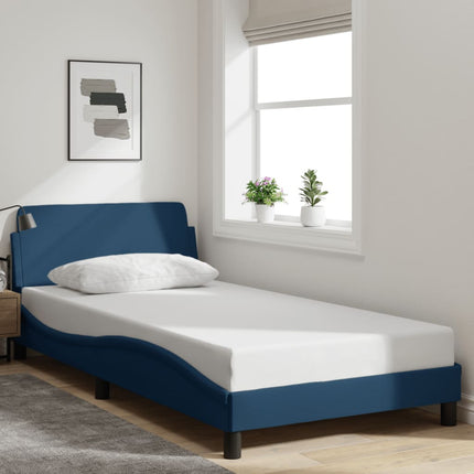 Giroletto con Testiera senza Materasso Blu 100x200 cm Tessuto