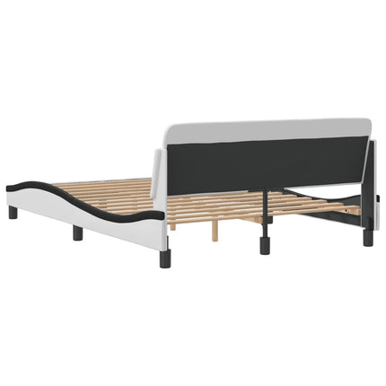 Giroletto con Testiera Bianco e Nero 140x190 cm in Similpelle